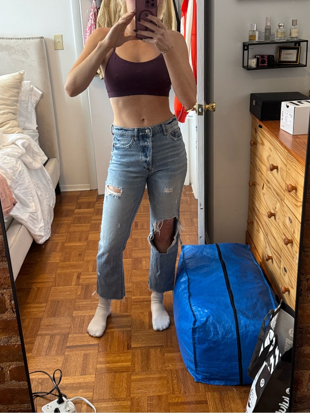 Urban Outfitters Light Blue Distressed Boyfriend Crop Jeans